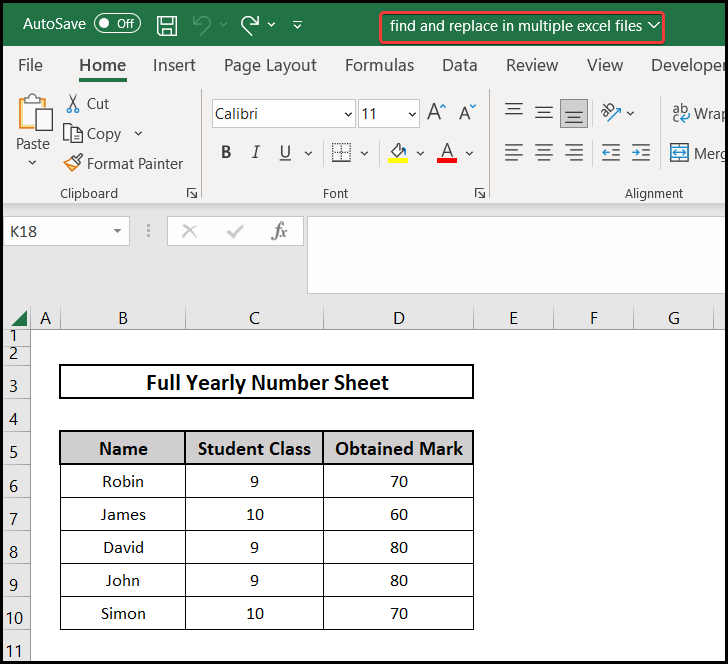 Datasheet to find and replace multiple excel files