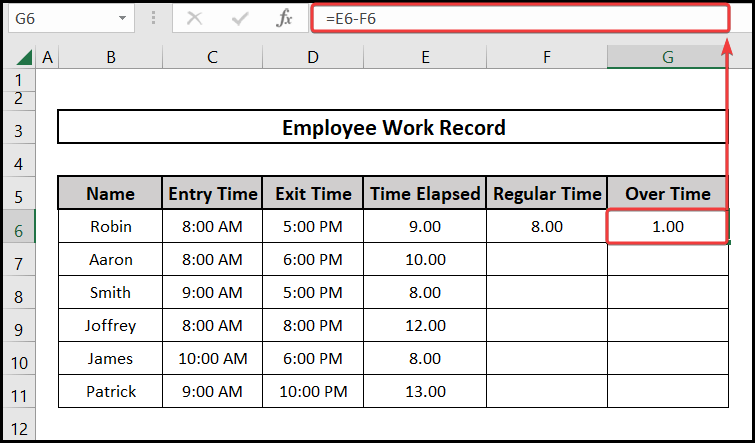 Creating the Overtime formula