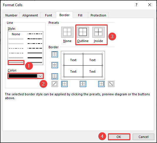 Customize border option from Format Cells option