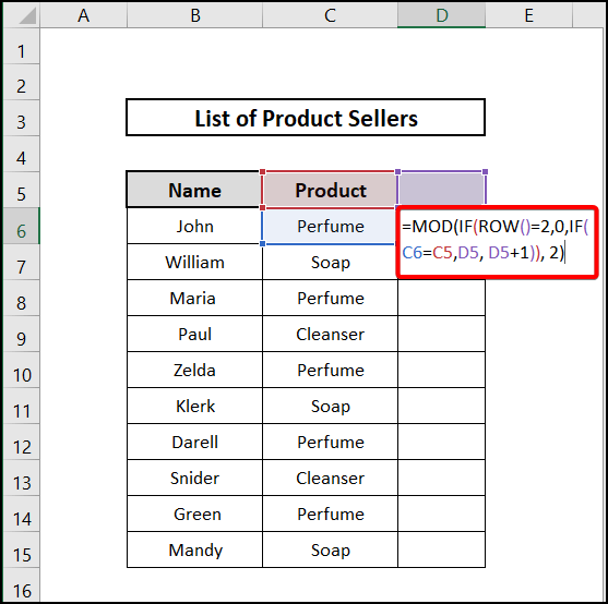 Inserting formula to alternate row colors in excel without table