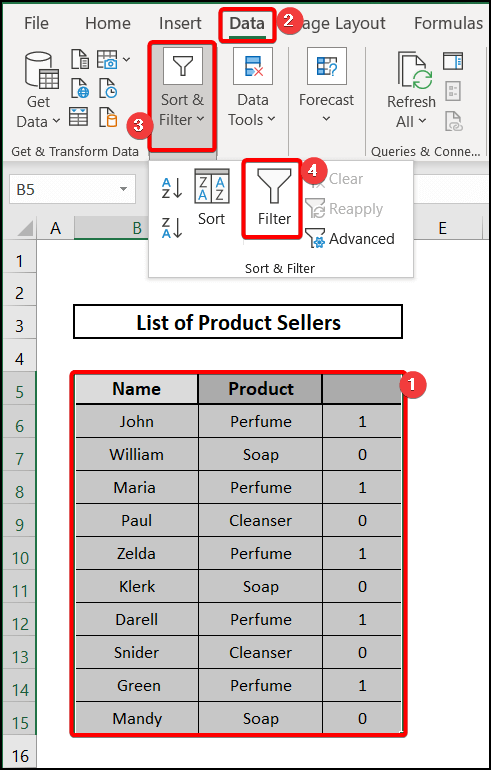Using Filter option to alternate row colors in excel without table