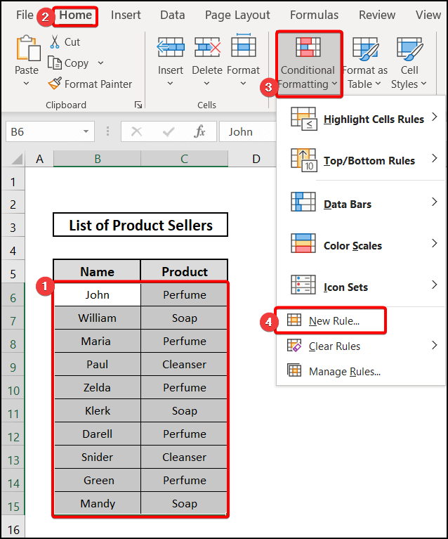 Employing conditional formatting to alternate row colors in excel without table
