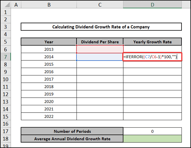 Creating a calculator for Dividend growth rate