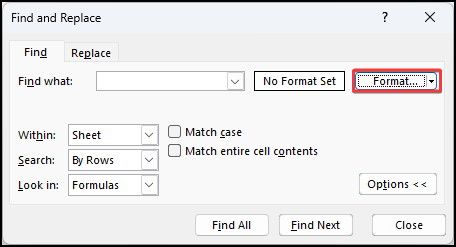 Format to count blank colored cells
