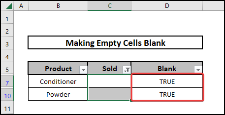 Making the empty cells blank
