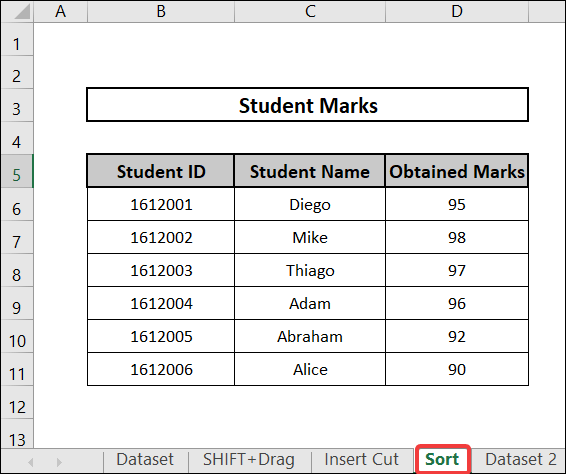 Applying Sort Command to move columns in excel without overwriting