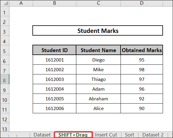 Using SHIFT+Drag to move columns without overwriting