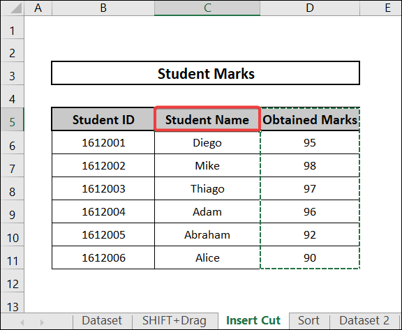 Applying Insert Cut Cells to move columns in excel without overwriting
