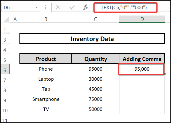 Inserting formula using the TEXT function