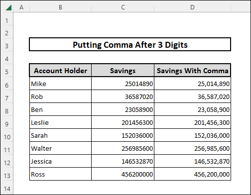 Putting a comma after 3 digits using Combined Functions