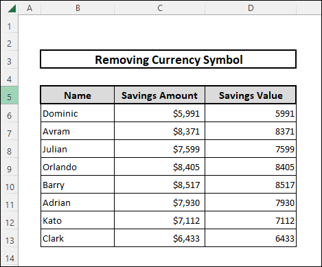 Text to Column feature to remove currency symbol