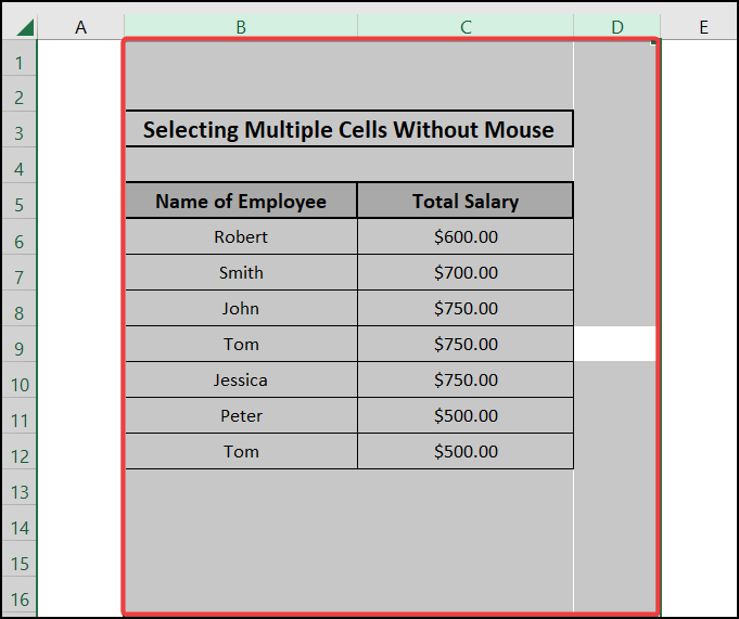 how to select multiple cells in excel without mouse Choosing Multiple Columns