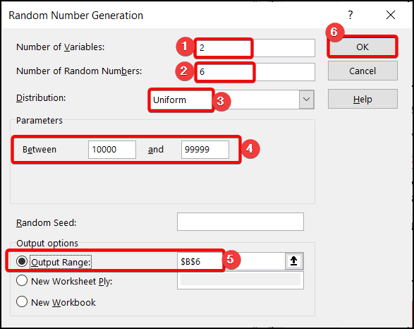 Random number generating using the Analysis Toolpak feature in Excel.