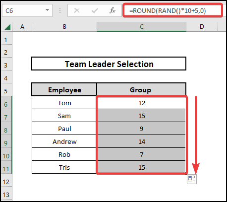 Dragging the formula down using ROUND and RAND Functions Together