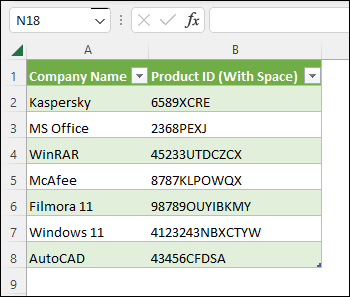 Result after removing space in Power Query