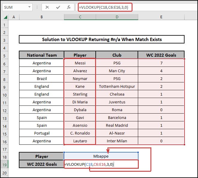 VLOOKUP Array doesn't contain exact match