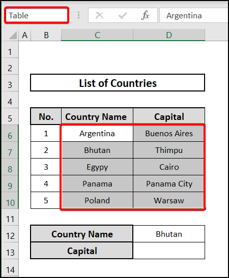 Defining name of table array to describe what is table array in VLOOKUP