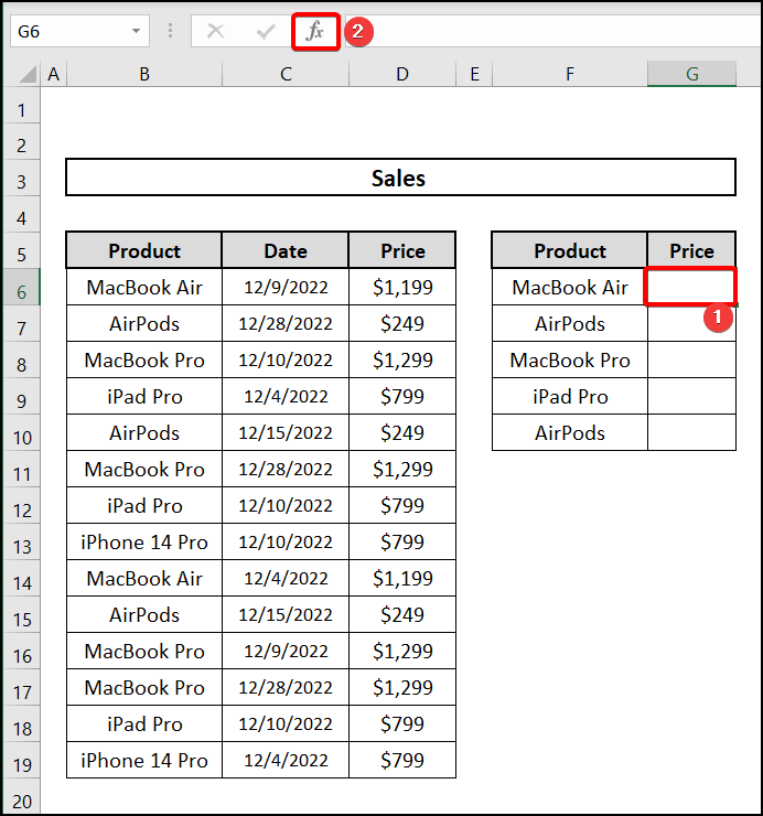 Creating a table to describe what is table array in VLOOKUP 