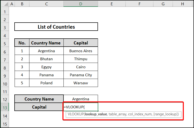 Inserting function to describe what table array is in VLOOKUP function 