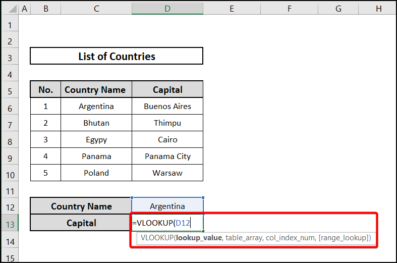 Inserting lookup value in VLOOKUP function to describe what is table array 