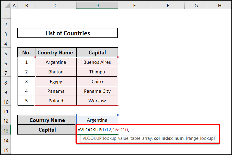 Inserting table array in VLOOKUP function to describe what is table array 