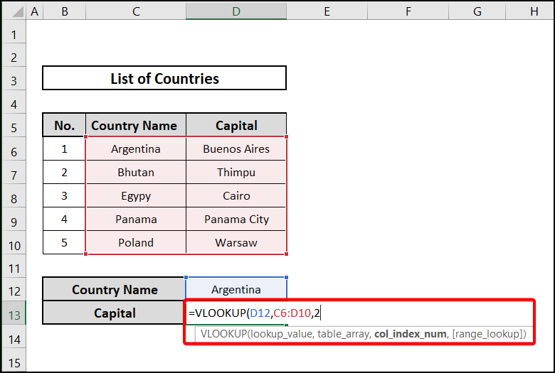 Inserting col index num in VLOOKUP function to describe what is table array 