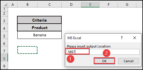 Selection of the output location via a pop-up box.