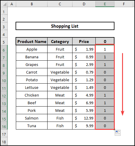 fill handle to copy formula to Alternate Row Color Based on Group
