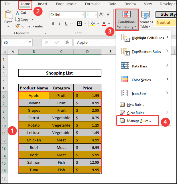Managing New Rule to Alternate Row Color Based on Group
