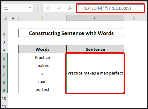 Dragging down the formula Inserting TEXTJOIN Function